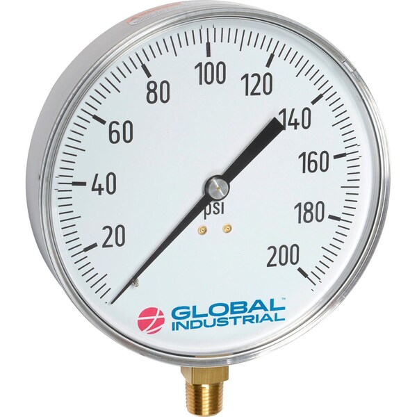 Global Industrial 4-1/2 Contractor Gauge, 100 PSI, 1/4 NPT LM, Stainless Steel B2781391 - main